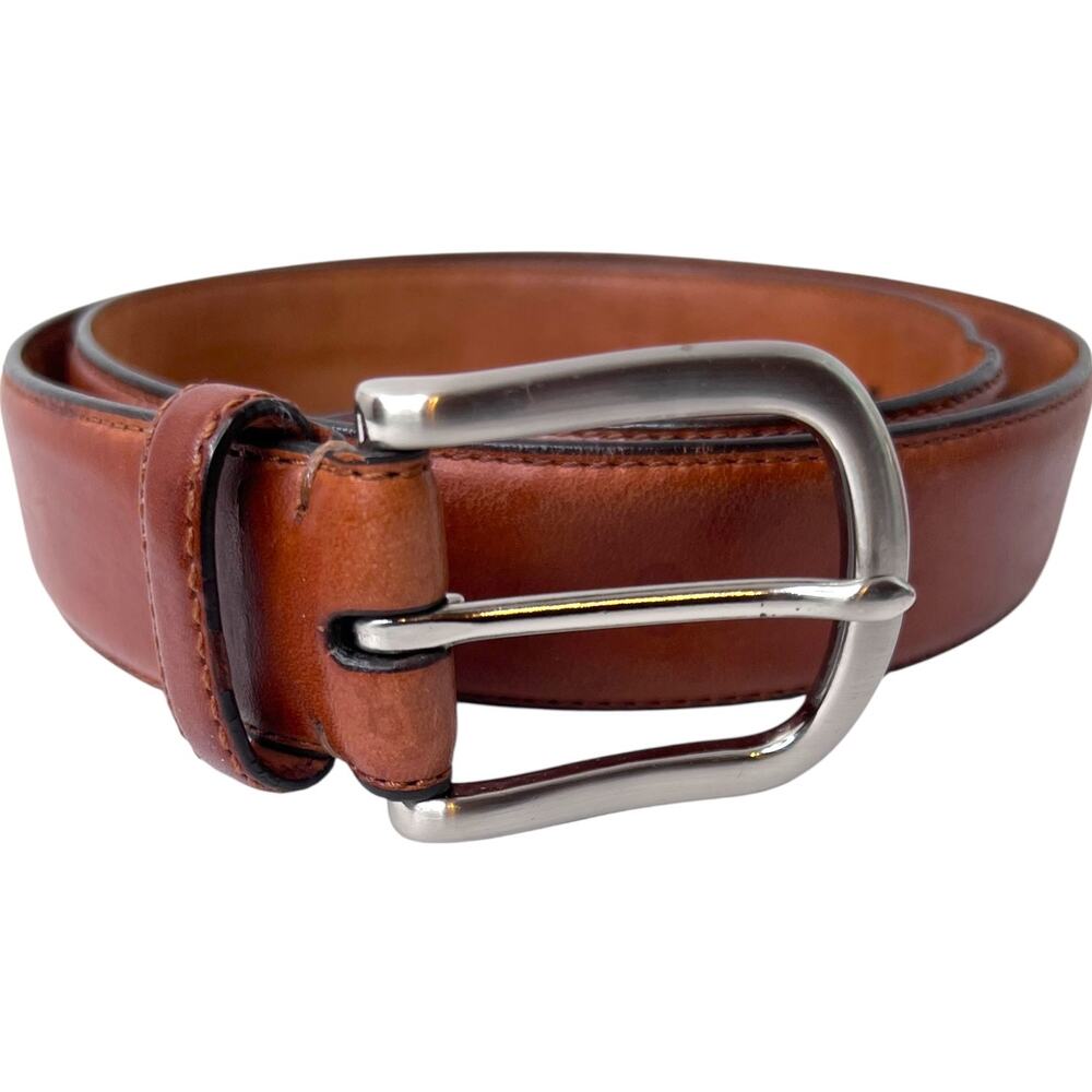 Cole Haan Leather Belt Brown with Silver Buckle Classic Americana Men's 36